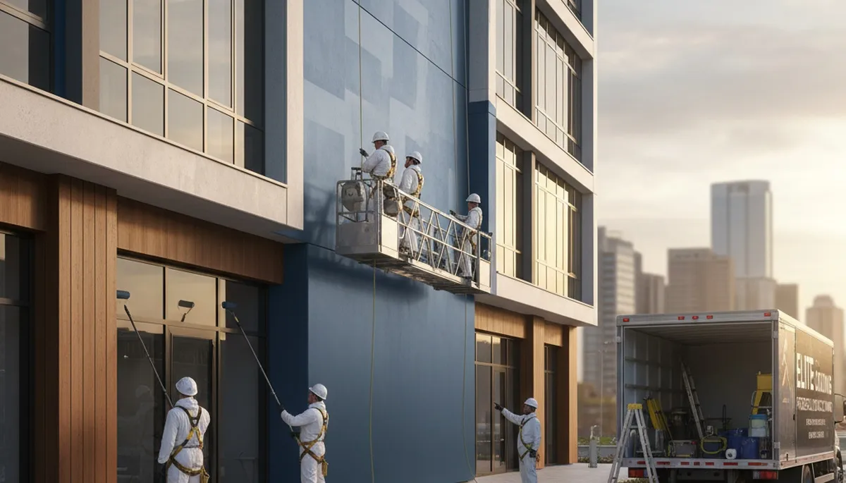 Professional commercial painters in Hartford CT applying durable exterior coatings for local businesses