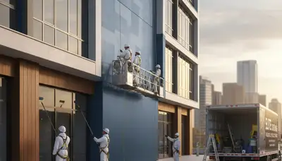 Professional commercial painters in Hartford CT applying durable exterior coatings for local businesses