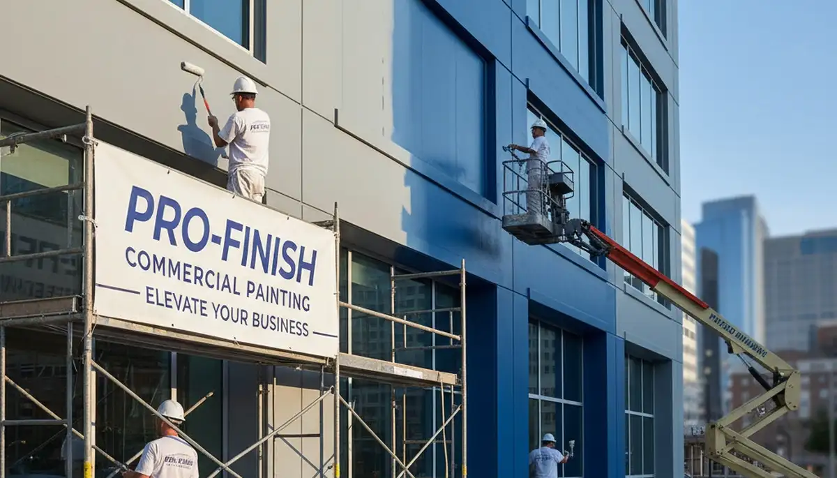 Commercial painting professionals working on an office exterior in Hartford, CT