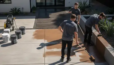 Professional concrete floor staining by house painters in Hartford, CT for durable, stylish finish