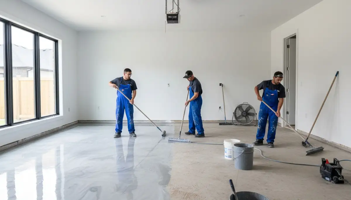 Epoxy garage floor coating in Hartford, CT providing durable, moisture-resistant finish by local painters