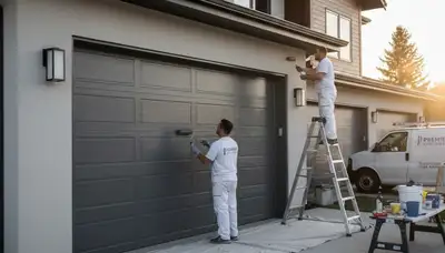 Professional garage door painting in Hartford CT by expert house painters for lasting curb appeal