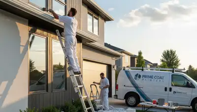 Professional gutter painting on a Hartford CT home by local house painters for weather protection