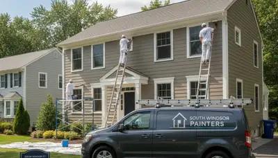 Professional house painters in Hartford CT finishing exterior home painting project