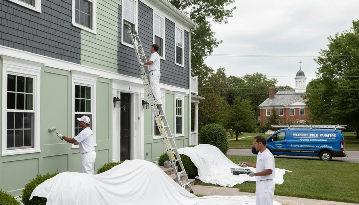 House painting service in Hartford, CT by professional painters at a residential property