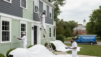 House painting service in Hartford, CT by professional painters at a residential property