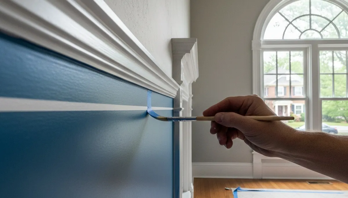 Professional interior trim painting with clean lines in Hartford, CT home by expert house painters