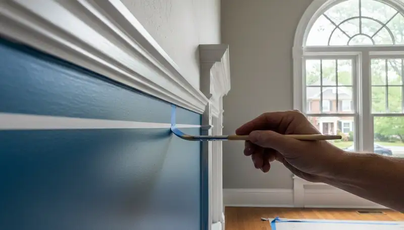 Professional interior trim painting with clean lines in Hartford, CT home by expert house painters