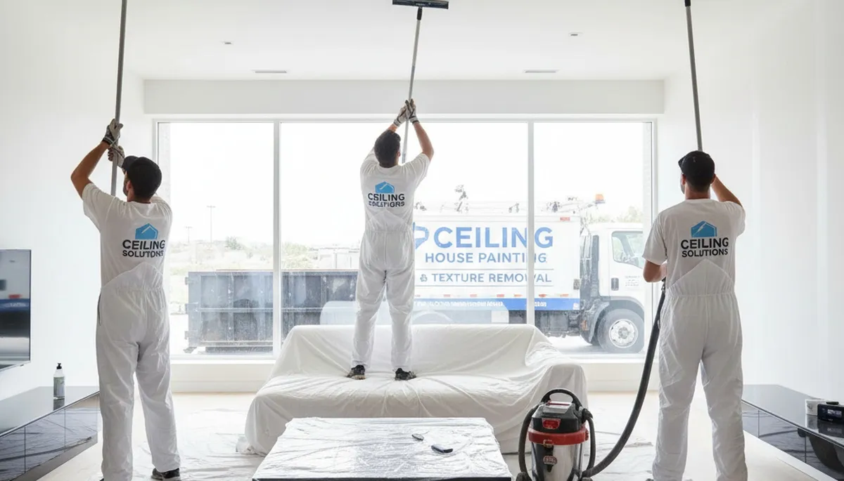 Professional popcorn ceiling removal in Hartford, CT home by expert painters
