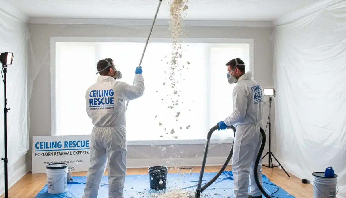Professional popcorn ceiling removal in Hartford, CT home interior by expert painters