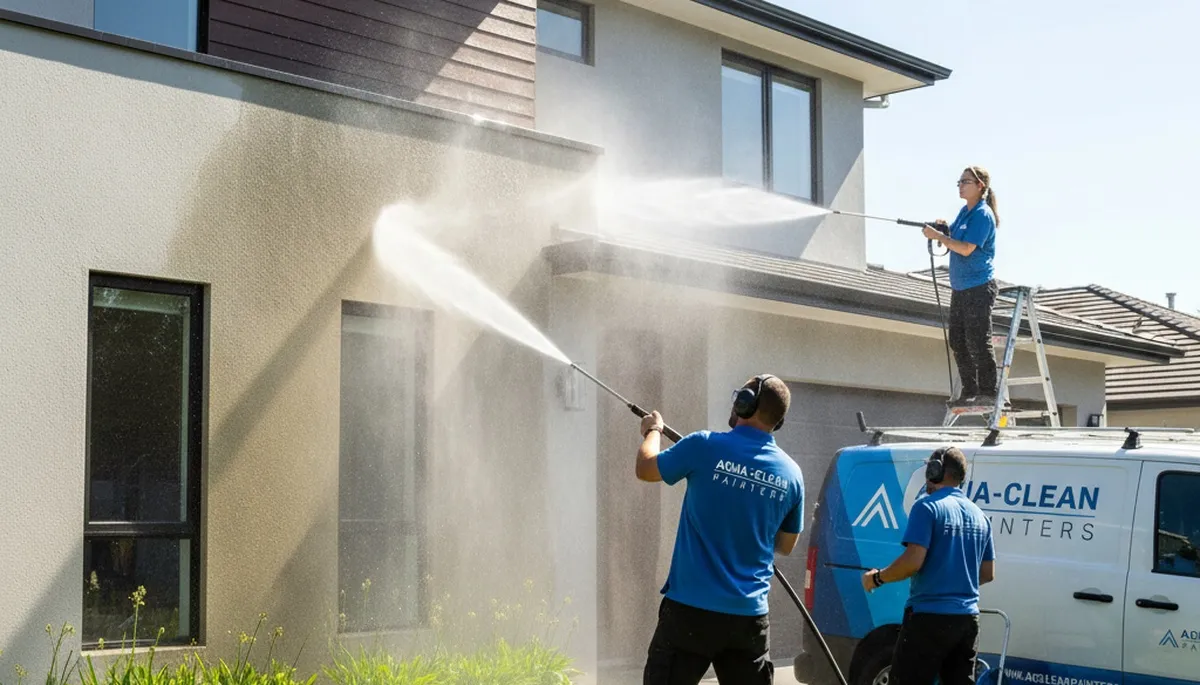 Professional pressure washing siding and driveway in Hartford, CT by expert house painters