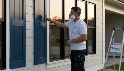 Professional shutter painting and refinishing on Hartford, CT home exterior by local painters