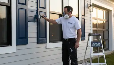 Professional shutter painting and refinishing on a Hartford CT home exterior by expert painters