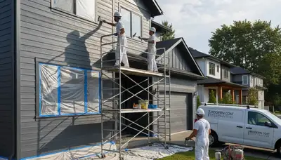 Professional siding painting on a Hartford CT home exterior by local house painters