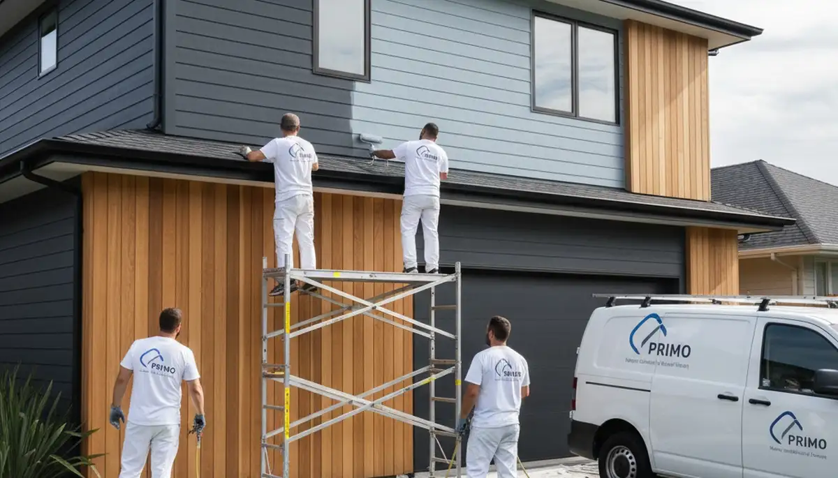 Professional siding painting on a Hartford CT home exterior by local house painters