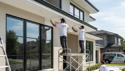 Professional trim and fascia painting on a Hartford CT home by local exterior house painters