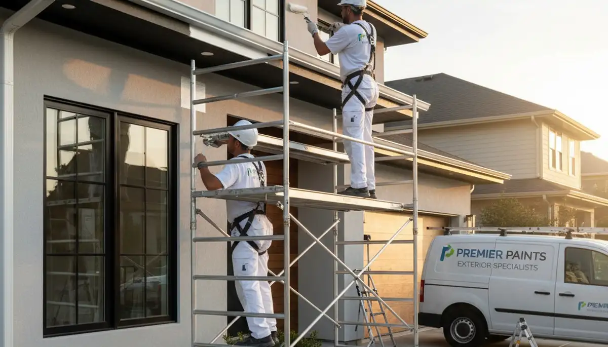 Professional trim and fascia painting on Hartford CT home exterior by expert house painters