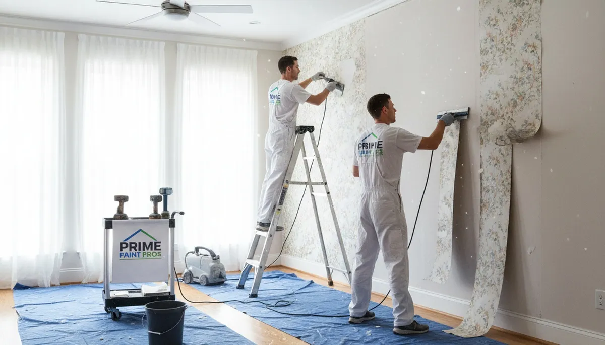 Professional wallpaper removal service in Hartford CT restoring walls before painting prep
