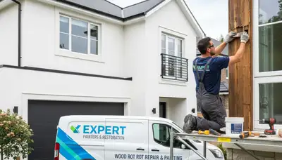 Professional wood rot repair on Hartford CT home exterior by local house painting experts