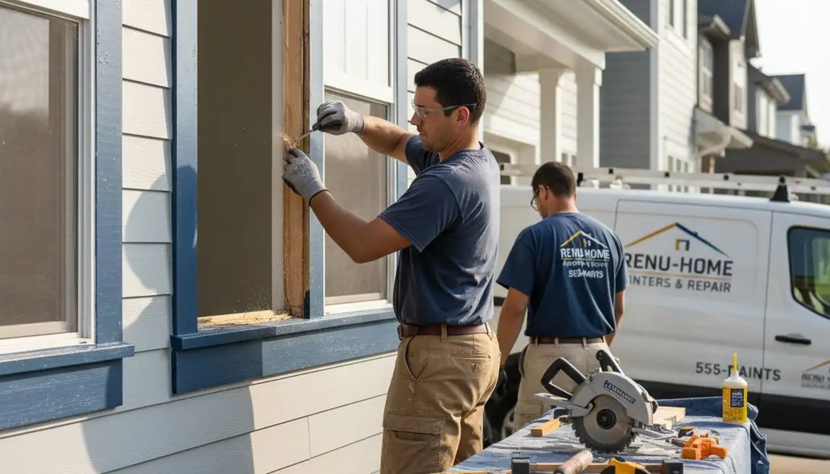 Professional wood rot repair on Hartford CT home exterior by expert house painters